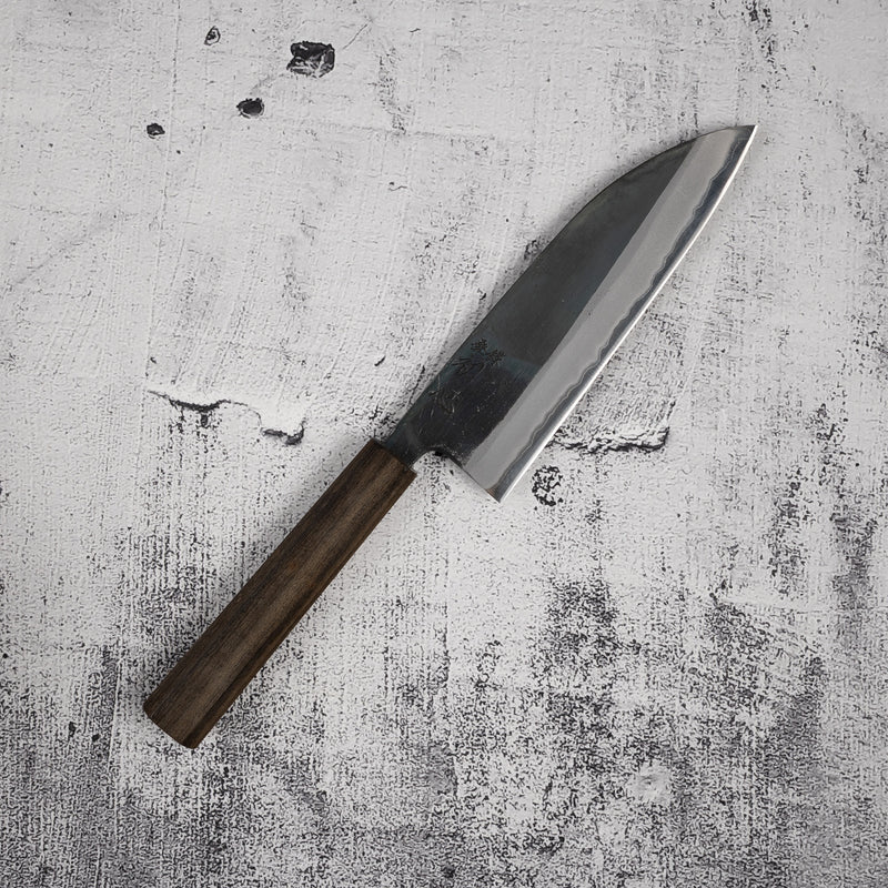 Motokyuuichi Kurosagi AS KU Santoku 165mm Kurouchi by Hatsukokoro Black Chacate