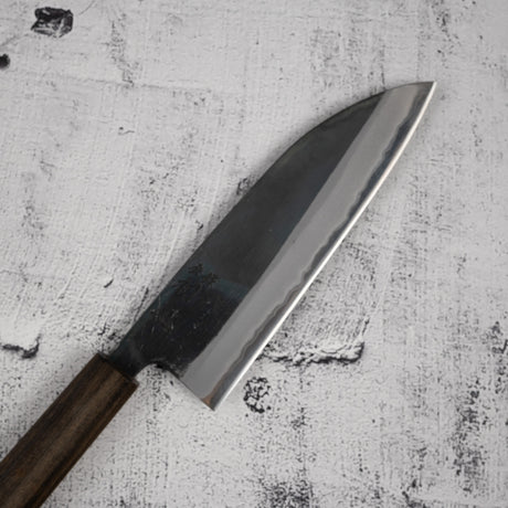 Motokyuuichi Kurosagi AS KU Santoku 165mm Kurouchi by Hatsukokoro Black Chacate