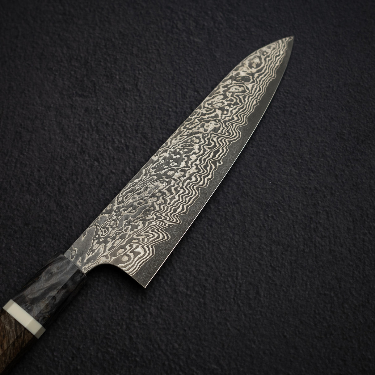 Hatsukokoro x Nigara Yorokobi Full Polish SLD Gyuto 210mm Black Damascus Birch