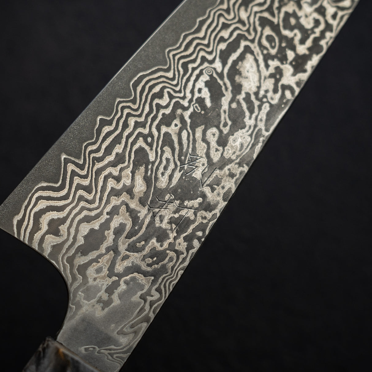 Hatsukokoro x Nigara Yorokobi Full Polish SLD Gyuto 210mm Black Damascus Birch