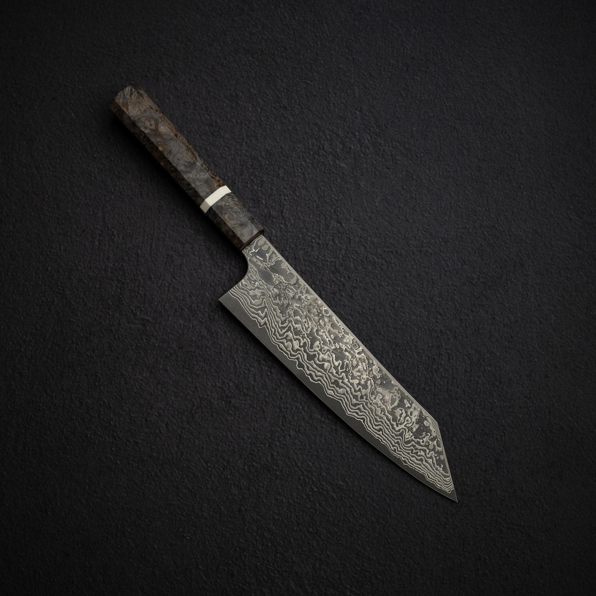Hatsukokoro x Nigara Yorokobi Full Polish SLD K-tip Gyuto 210mm Black Damascus Birch