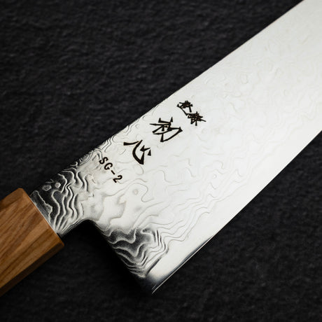 Hatsukokoro Ryuhyo SG2 Damascus Gyuto 210mm, Olivewood Handle