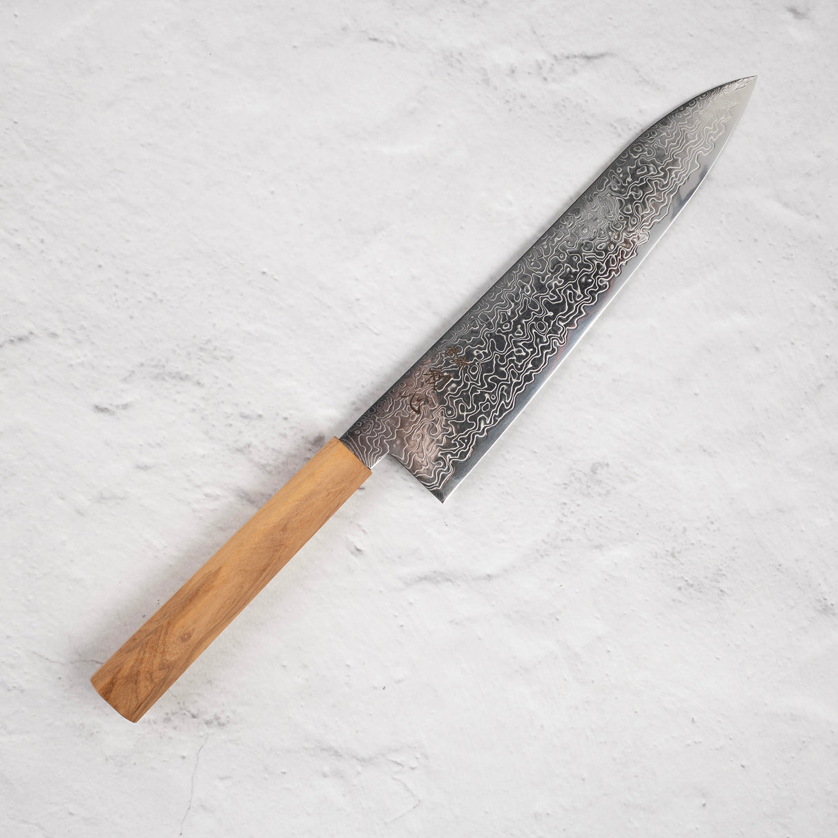 Hatsukokoro Ryuhyo SG2 Damascus Gyuto 210mm Saya Included, Olivewood Handle