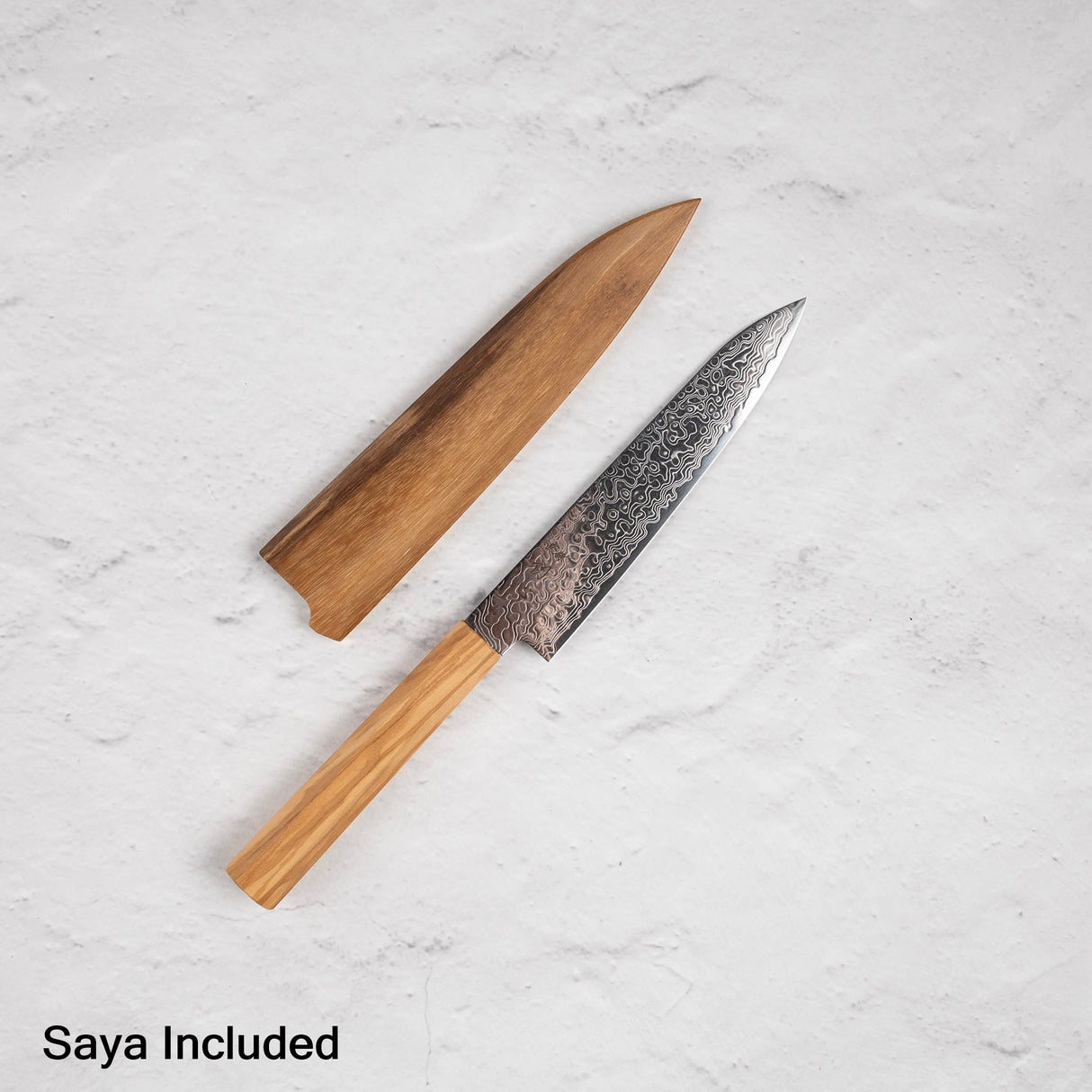 Hatsukokoro Ryuhyo SG2 Damascus Petty 150mm Saya Included, Olivewood Handle