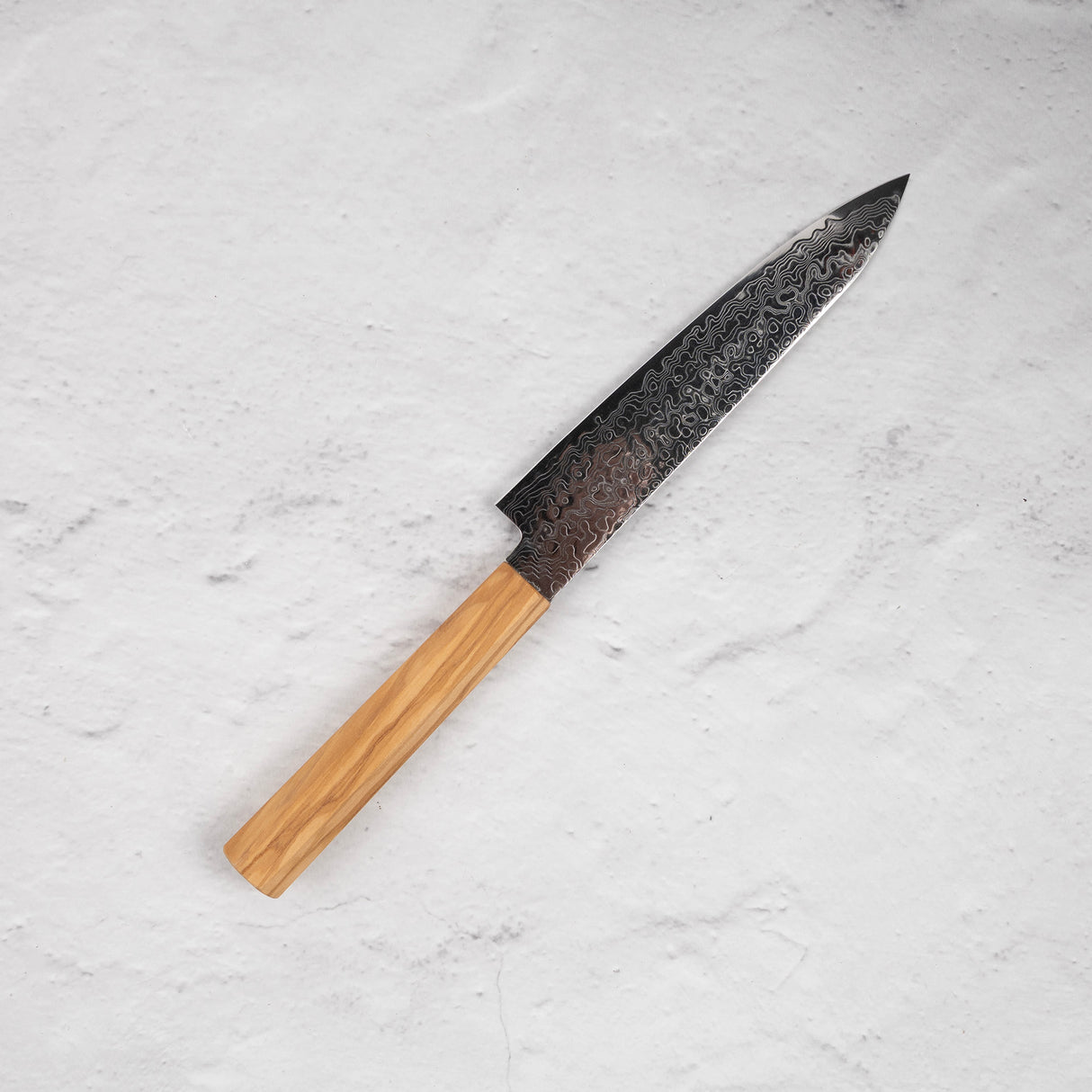 Hatsukokoro Ryuhyo SG2 Damascus Petty 150mm Saya Included, Olivewood Handle