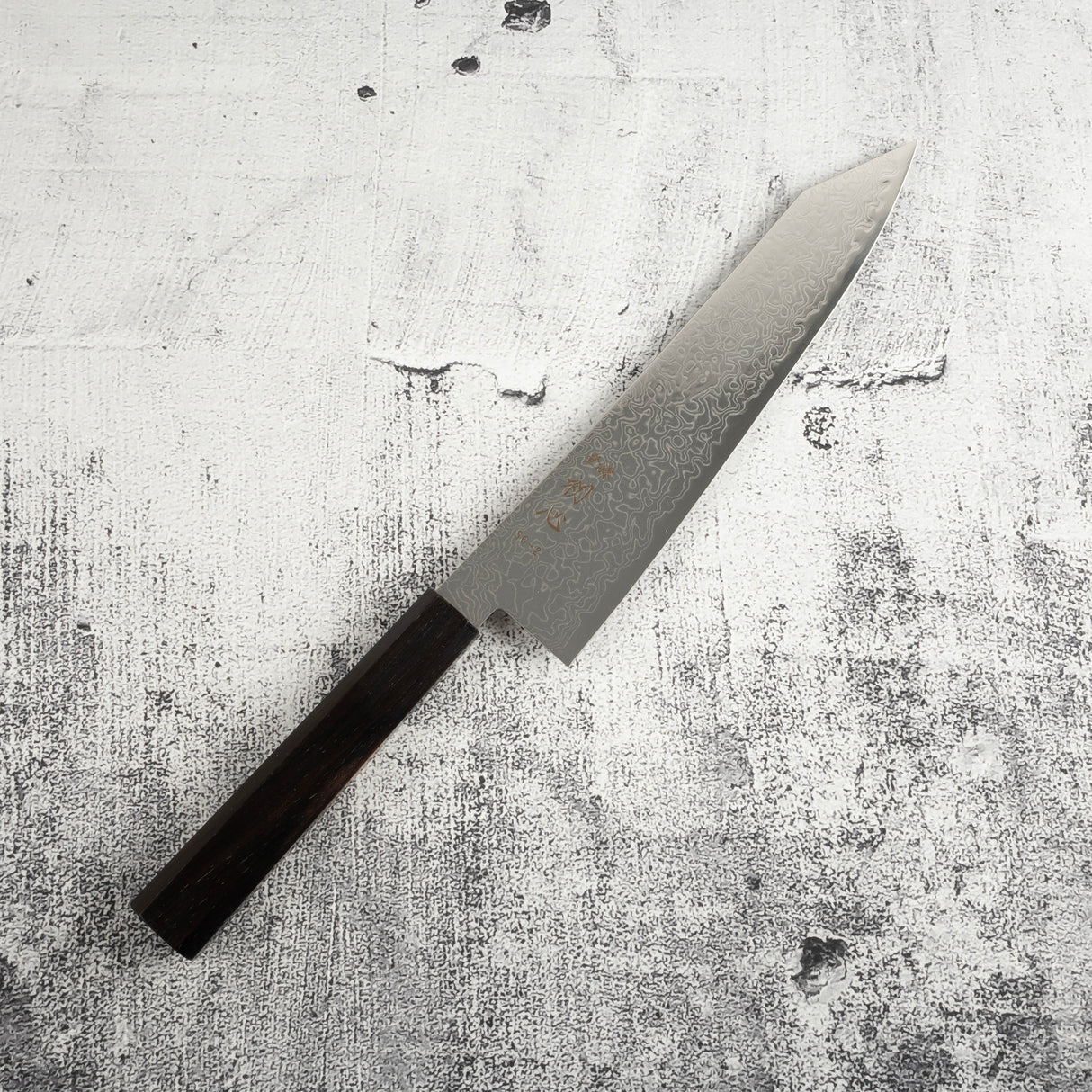 Hatsukokoro Ryuhyo SG2 大馬士革 K 尖 Gyuto 210 毫米刀刃，含橄欖木手柄