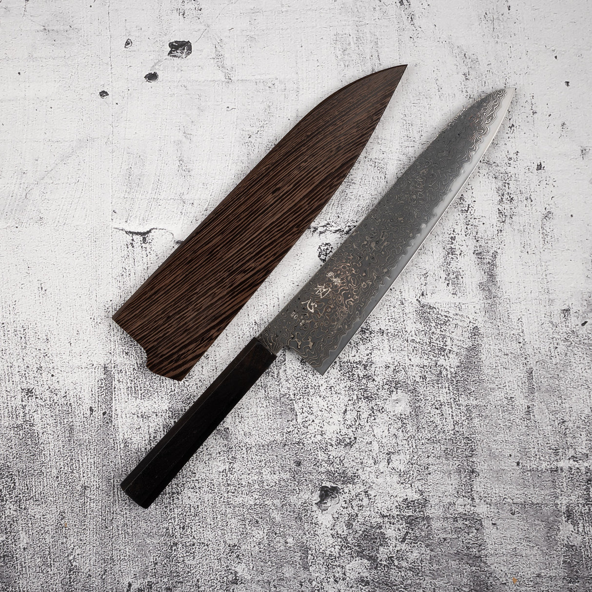 Hatsukokoro Ryuhyo SG2 Black Damascus Gyuto 240mm Ebony