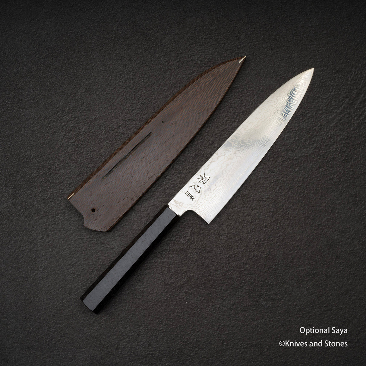 Hatsukokoro STRIX Damascus Gyuto 210mm Ebony Handle