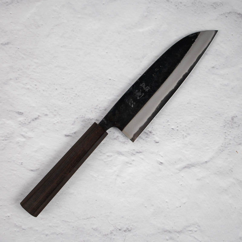 Hatsukokoro Shikkoku Blue 2 Kurouchi Santoku 165mm Ebony Handle