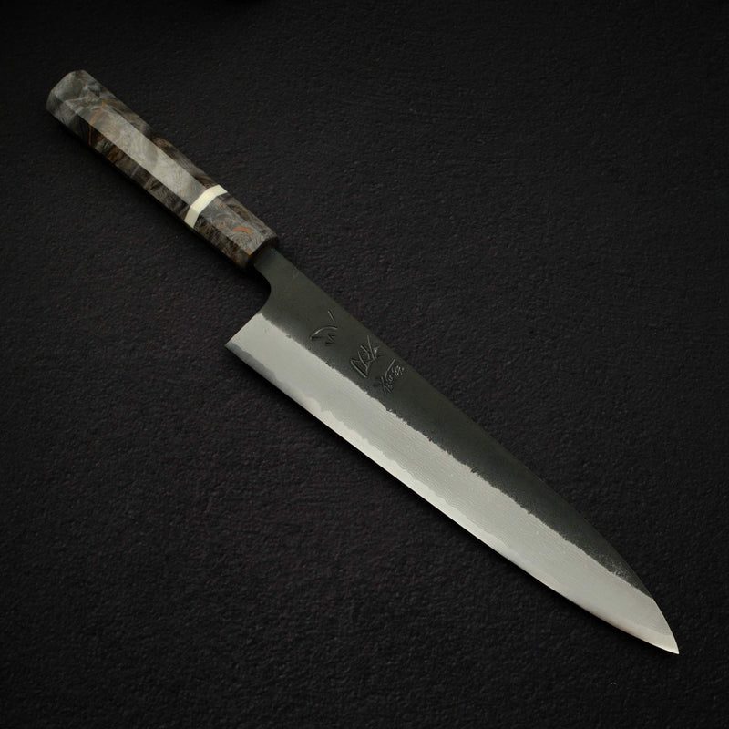 Hatsukokoro Shinkiro Aogami Super Gyuto 240mm Damascus Kurouchi Birch Handle