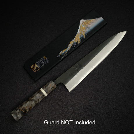 Hatsukokoro Shinkiro Aogami Super Gyuto 240mm Damascus Kurouchi Birch Handle