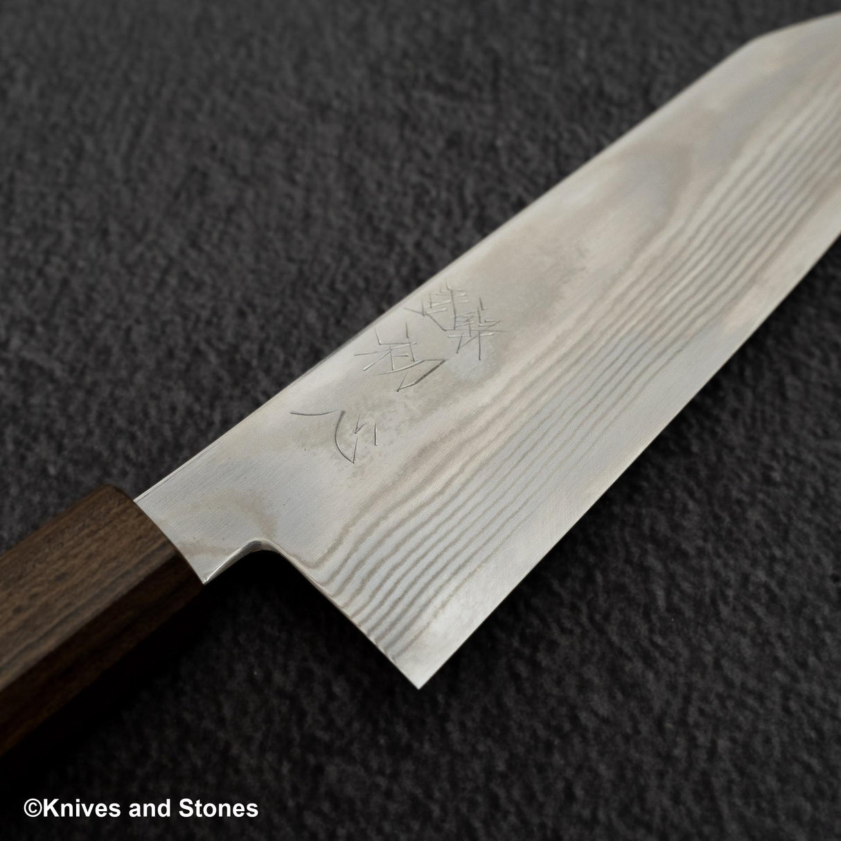 Hatsukokoro Ginso Ginsan Nickel Damascus Bunka  180mm Black Chacate