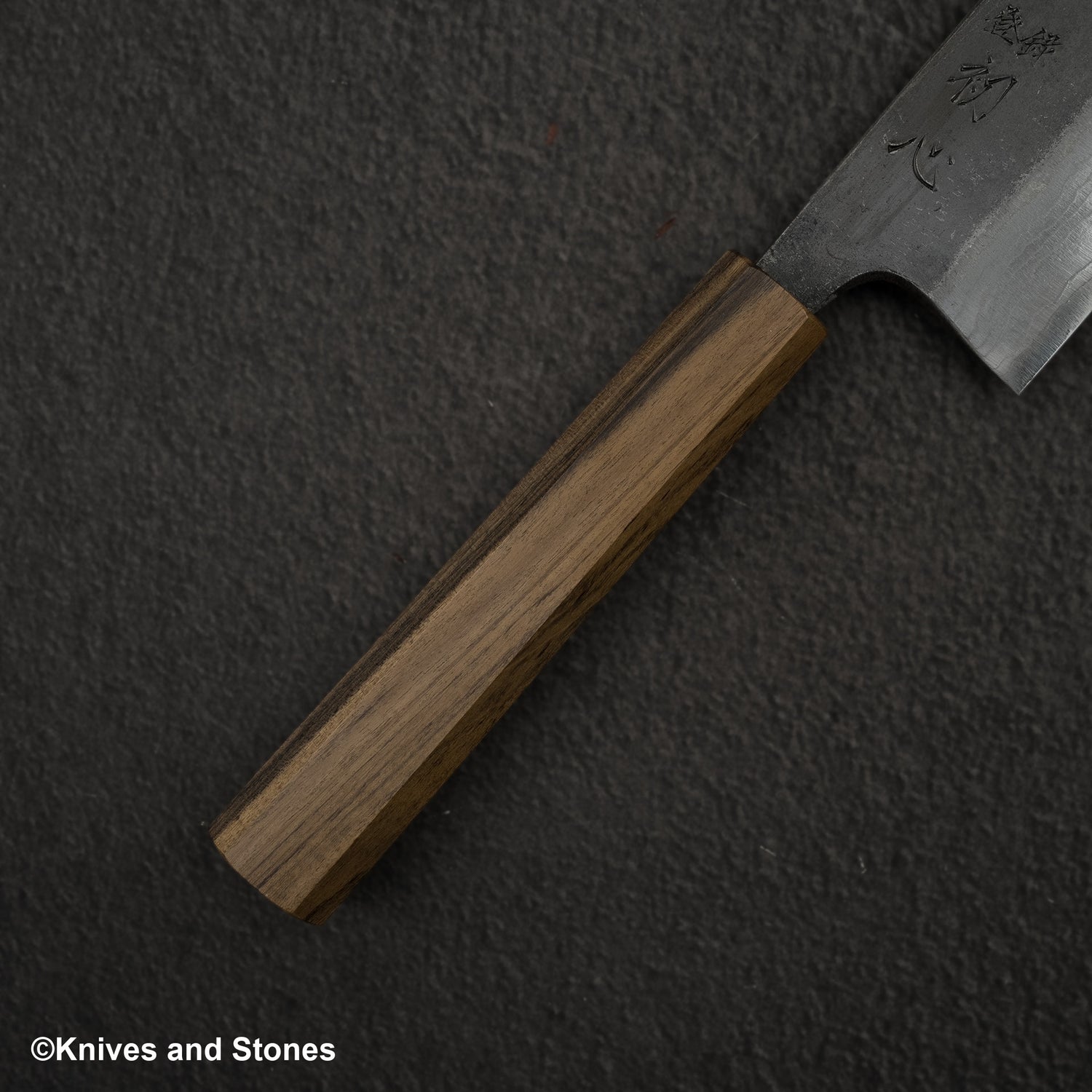 Hatsukokoro Kumokage Blue 2 Kurouchi Damascus Santoku 180mm Black Chacate