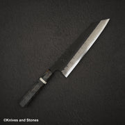 Hatsukokoro Shinkiro Aogami Super K-tip Gyuto 210mm Kurouchi Damascus Birch Handle