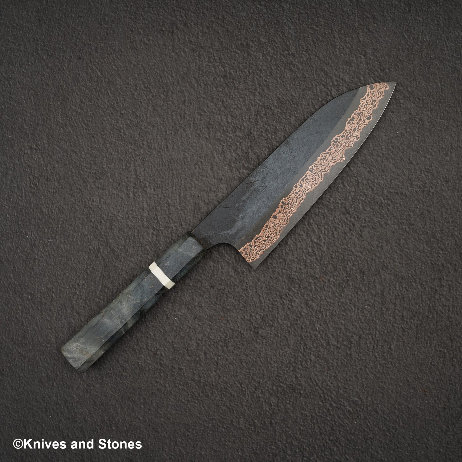 Hatsukokoro x Nigara Yorokobi SLD Copper Damascus Santoku 180mm Birch Handle