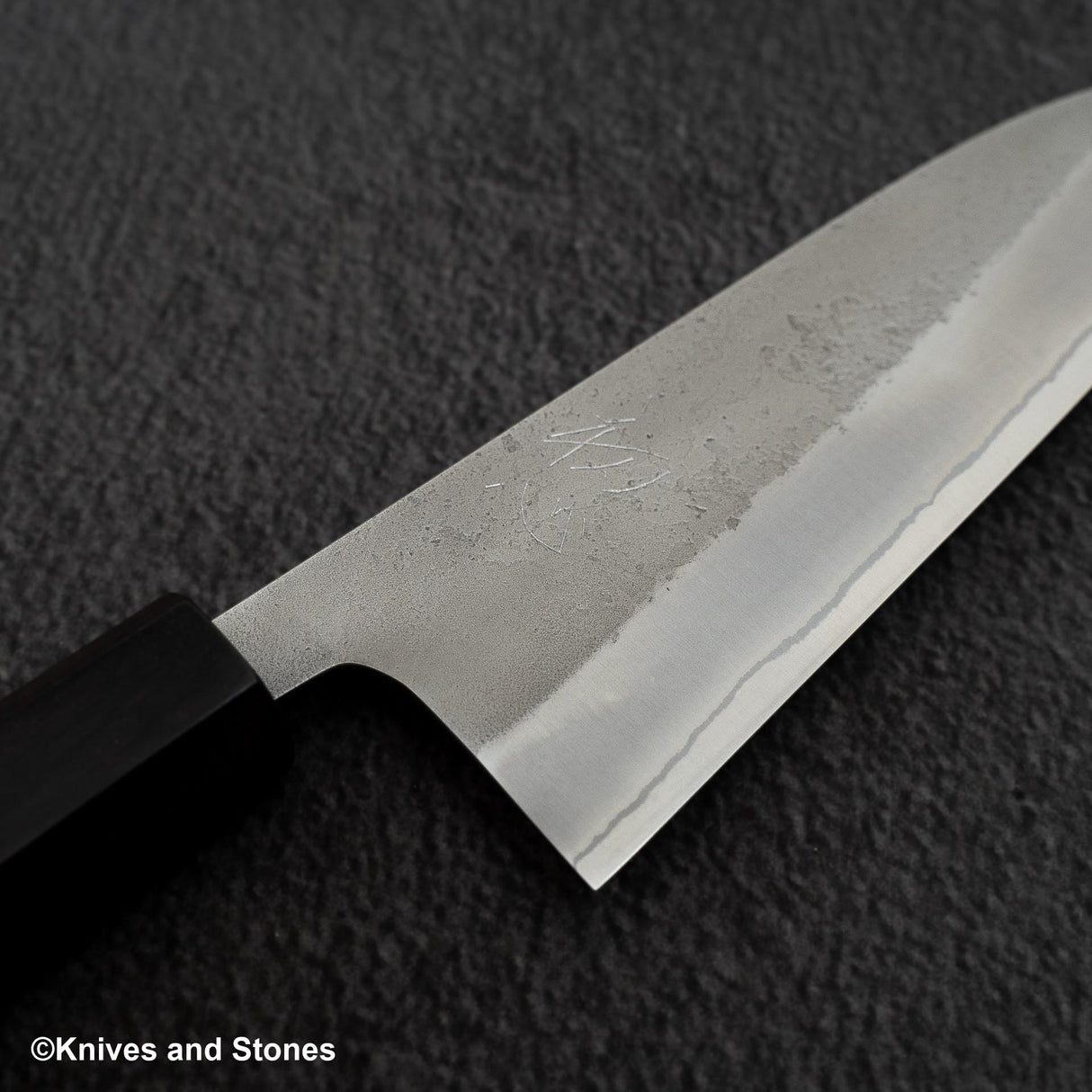 Hatsukokoro x Yoshikane White 2 Nashiji Santoku 170mm Stainless Clad Ebony