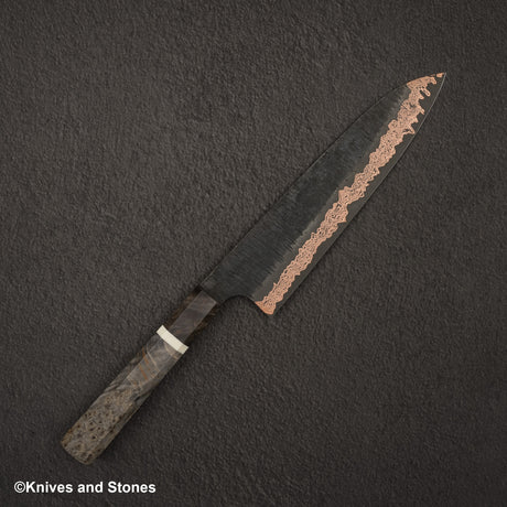 Hatsukokoro x Nigara Yorokobi SLD Copper Tsuchime Damascus Gyuto 210mm with Saya