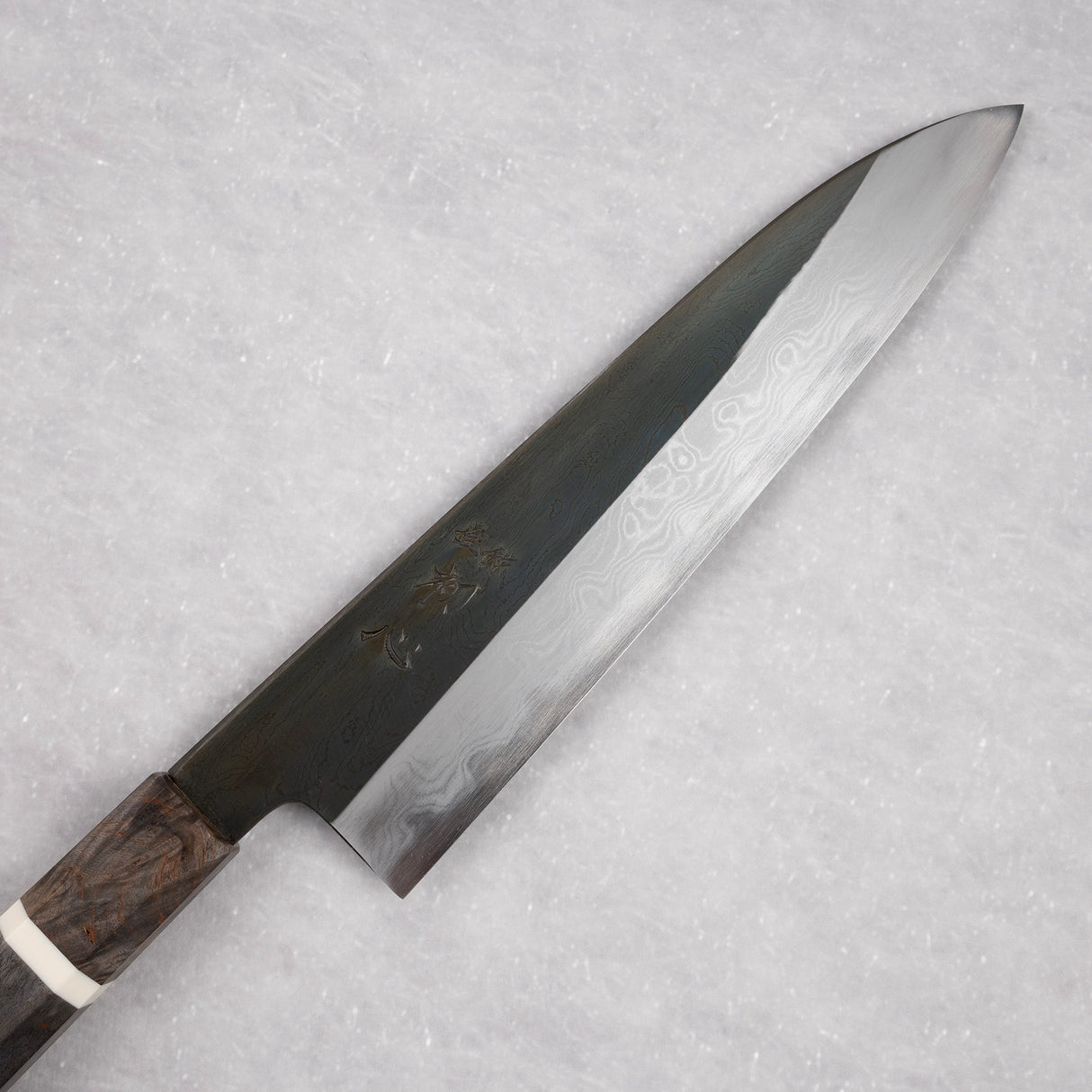 Hatsukokoro x Satoshi Nakagawa Blue 1 Etched Black Damascus Gyuto 210mm