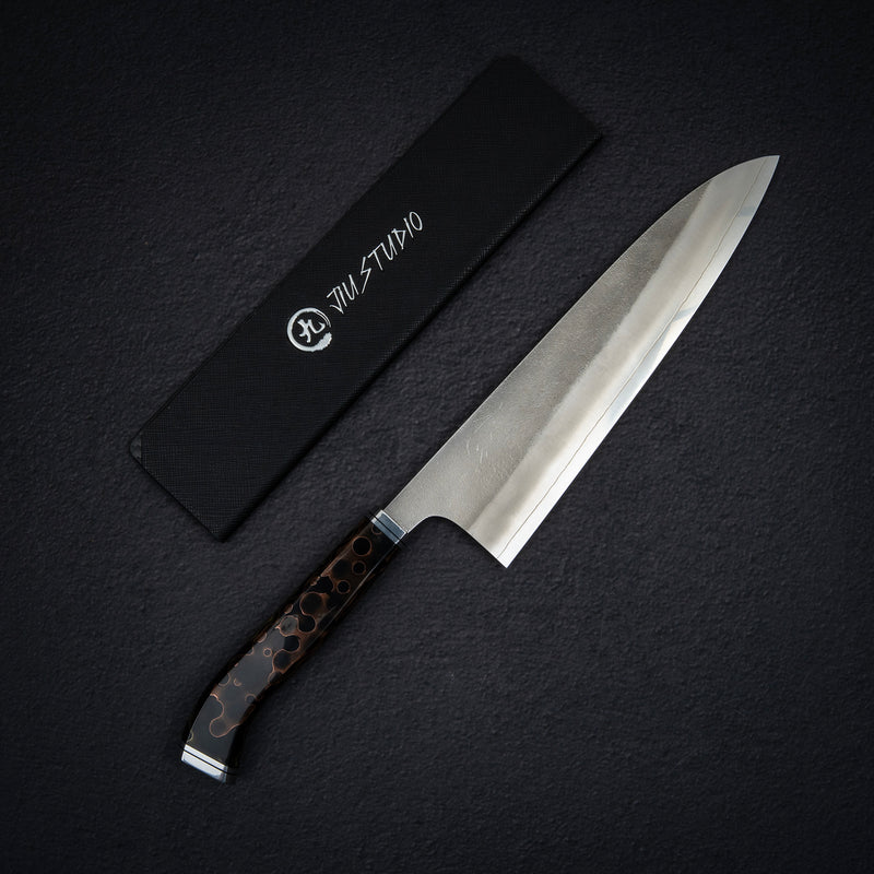 Hatsukokoro x Yoshikane SKD Nashiji Gyuto 210mm Extra Tall, Copper Mesh Handle