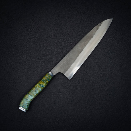 Hatsukokoro x Yoshikane SKD Nashiji Gyuto 210mm Extra Tall, Cosmic Swirl Handle
