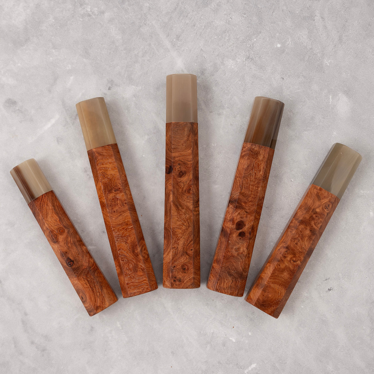 K&S Octagonal Amboyna Burl Handle with Blonde/Marble Ferrule