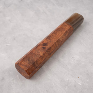 Octagonal Amboyna Burl Handle with Blonde/Marble Ferrule