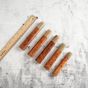 Octagonal Amboyna Burl Handle with Blonde/Marble Ferrule