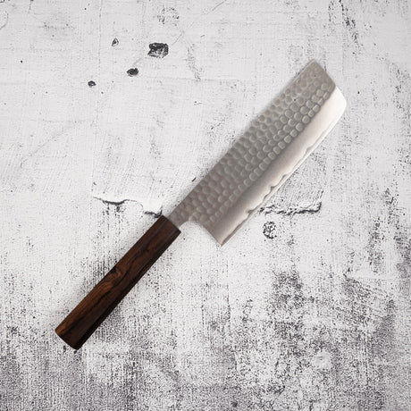 Katsushige Anryu Blue 2 Tsuchime Nakiri 170mm Stainless Clad Ebony Handle
