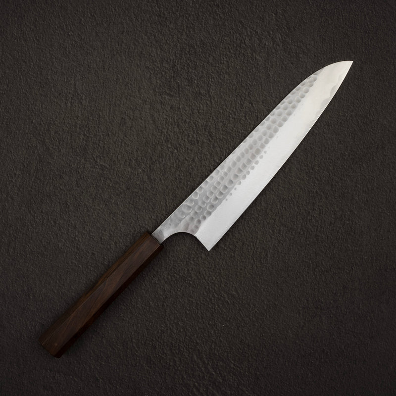 Katsushige Anryu Blue 2 Tsuchime Stainless Clad Gyuto 210mm Ebony Handle