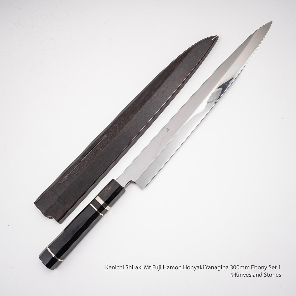 Kenichi Shiraki Mt. Fuji Hamon Honyaki Yanaigba 300mm Ebony Set 1