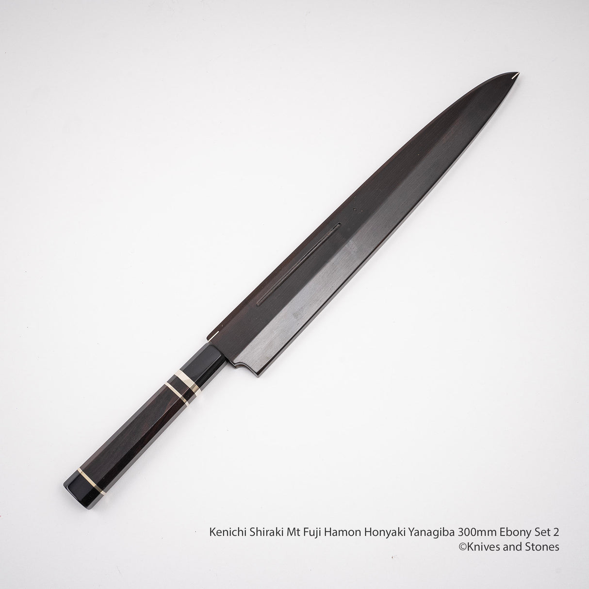 Kenichi Shiraki Mt. Fuji Hamon Honyaki Yanaigba 300mm Ebony Set 2