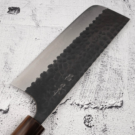 Masakage Koishi AS Nakiri 165mm, Aogami Super Kurouchi Tsuchime K&S Hearted-shaped Ironwood Handle