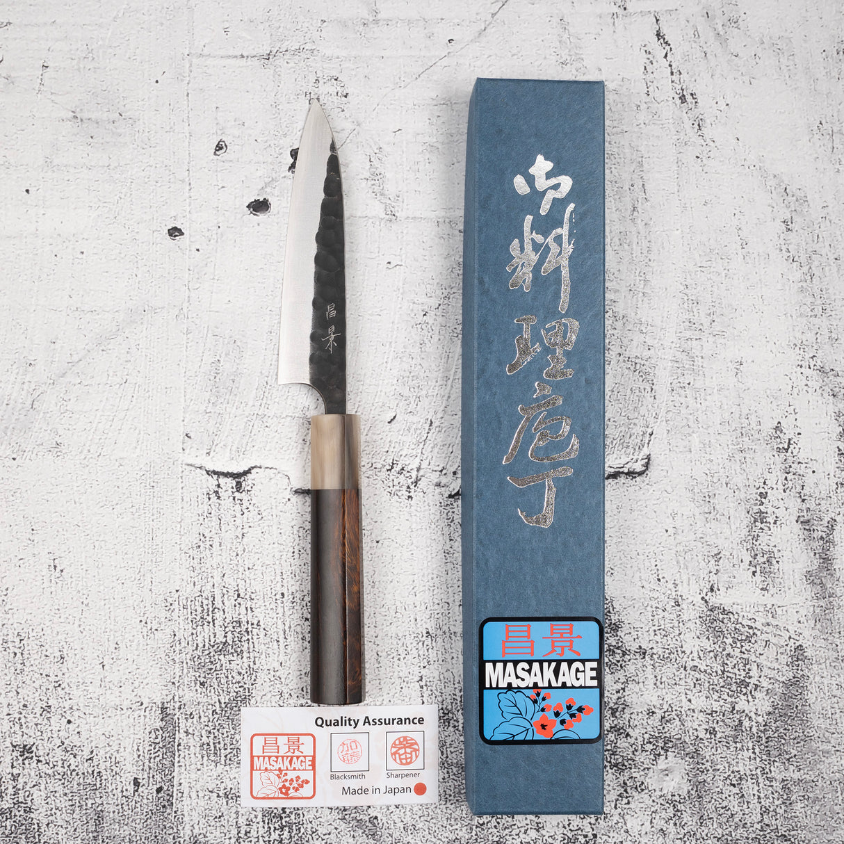 Masakage Koishi AS Petty 120mm, Aogami Super Kurouchi Tsuchime K&S Hearted-shaped Ironwood Handle (Copy)