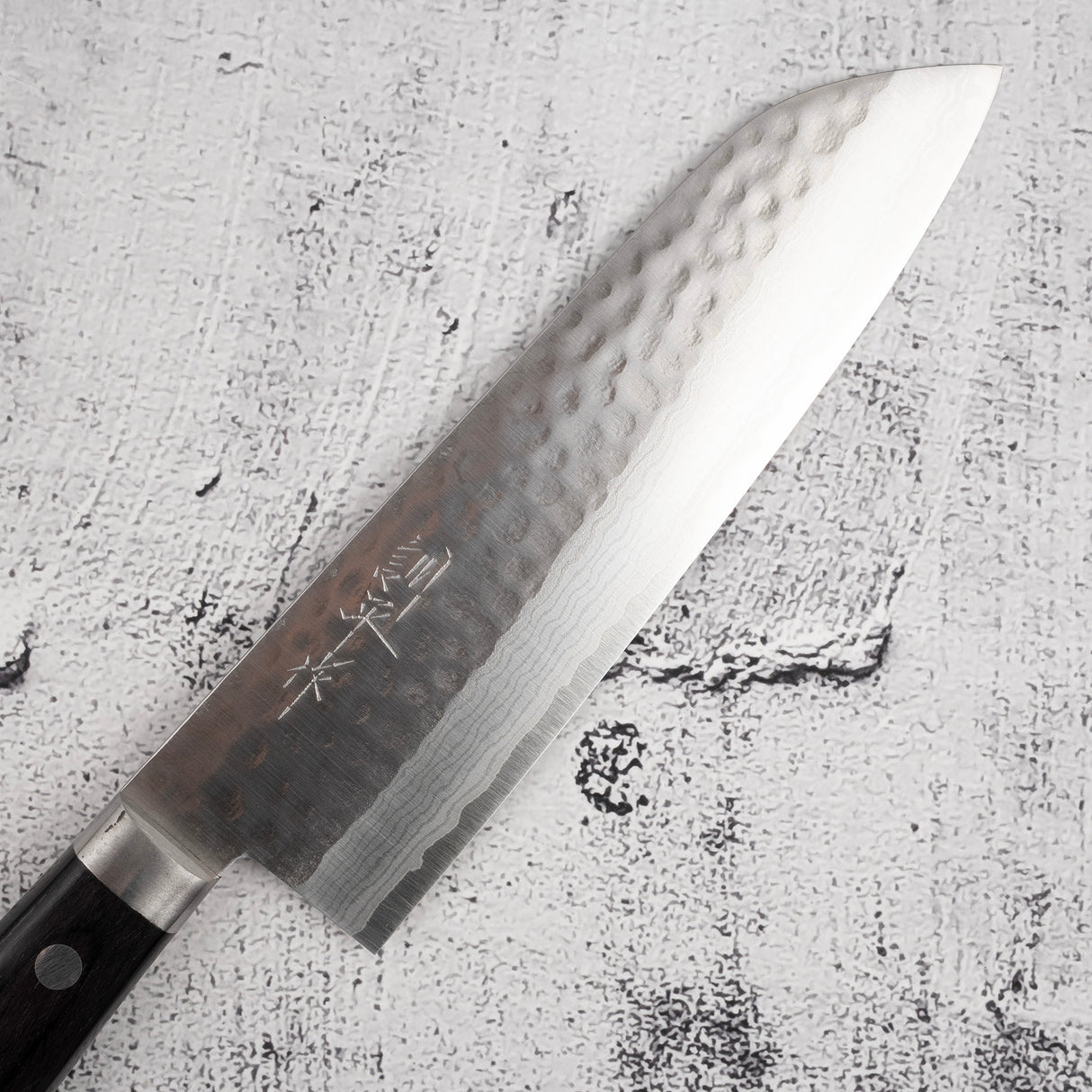 Masutani Kokuryu VG10 Damascus Tsuchime Santoku 170mm Western Handle