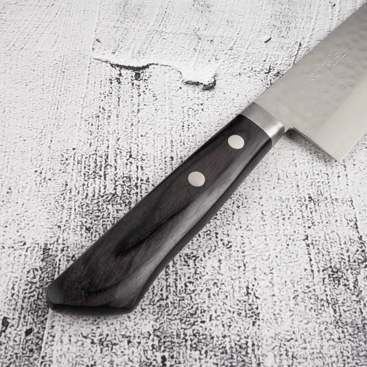 Masutani Kokuryu VG10 Damascus Tsuchime Santoku 170mm Western Handle