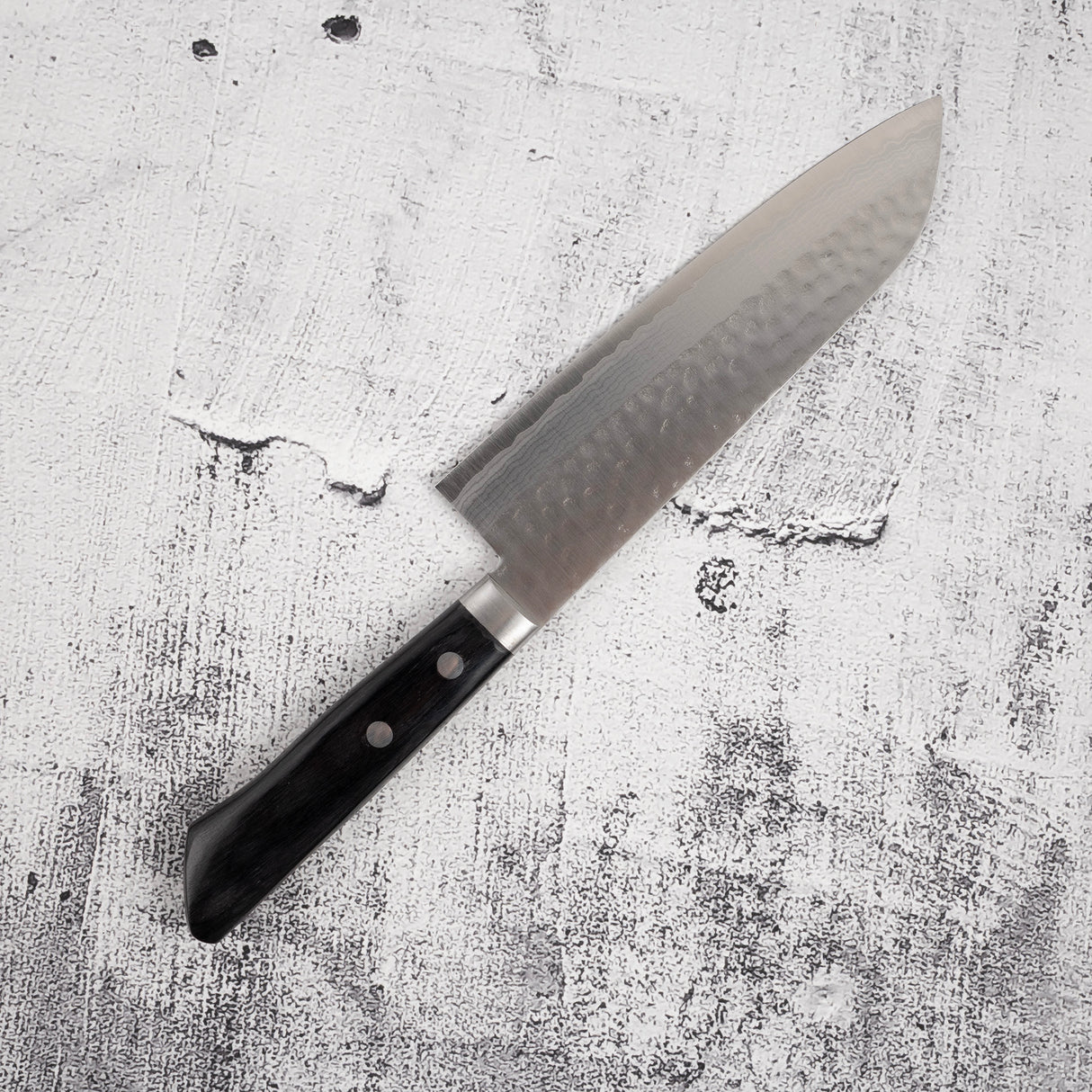 Masutani Kokuryu VG10 Damascus Tsuchime Santoku 170mm Western Handle