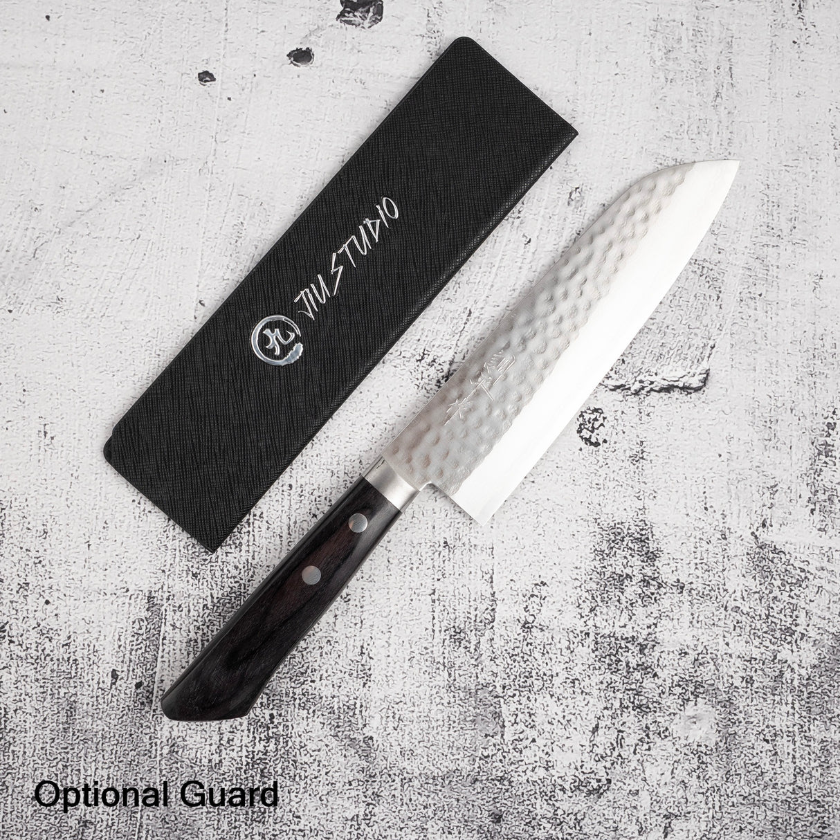 Masutani Kokuryu VG10 Damascus Tsuchime Santoku 170mm Western Handle