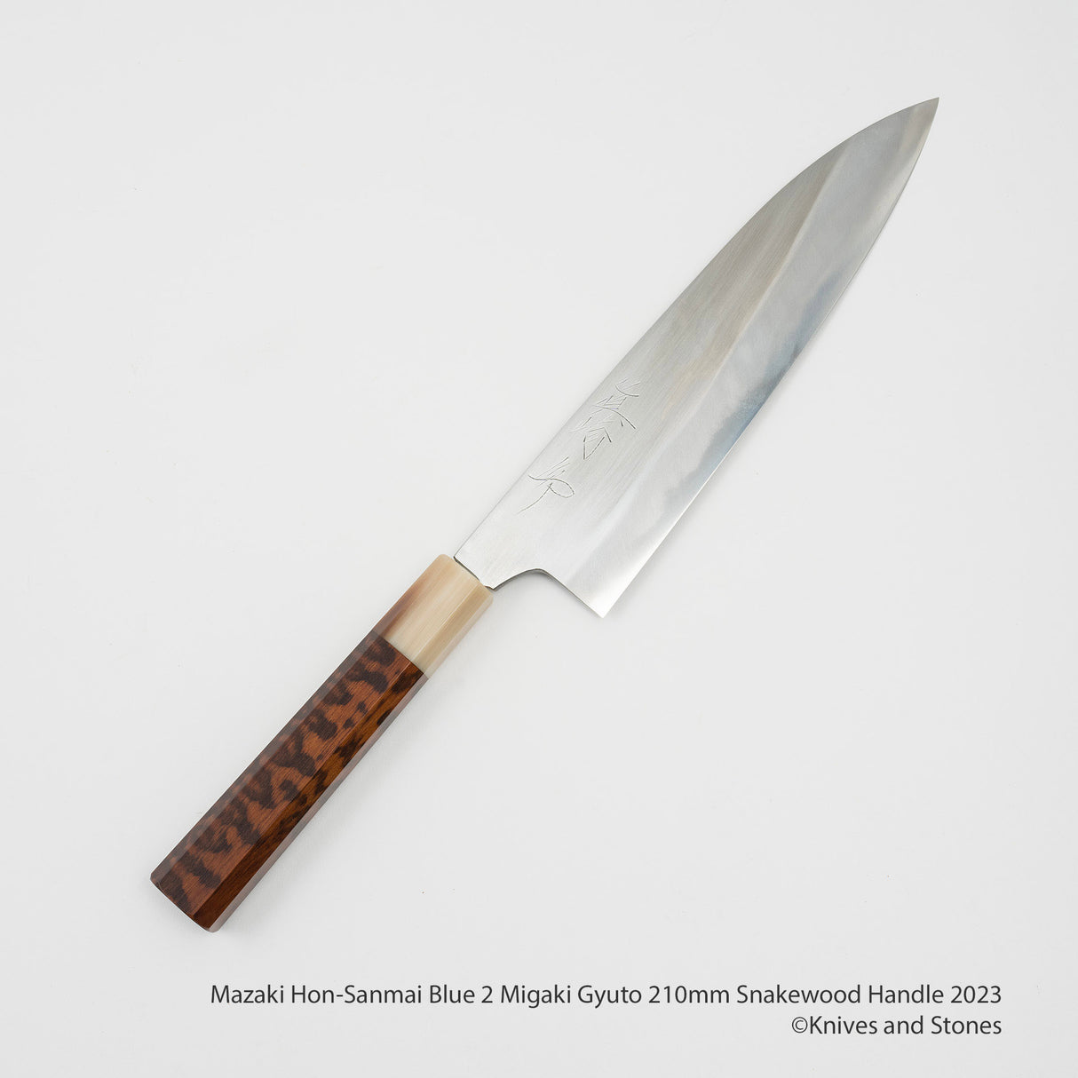 Mazaki Hon-Sanmai Blue 2 Gyuto 210 Snakewood Handle 2023 Version