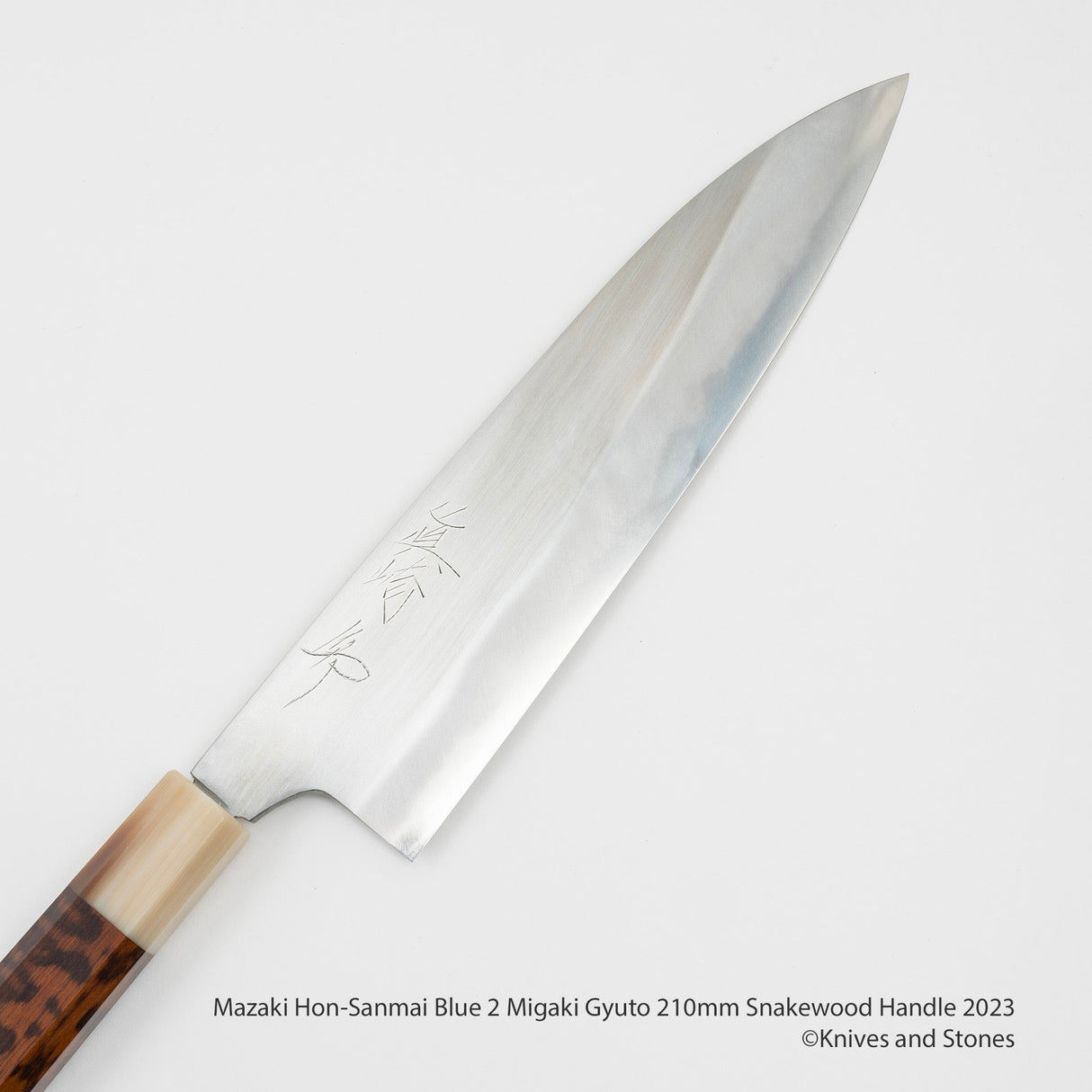 Mazaki Hon-Sanmai Blue 2 Gyuto 210 Snakewood Handle 2023 Version