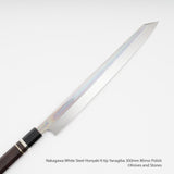 Nakagawa White Steel Honyaki K-tip Yanagiba 300mm Mirror Polish