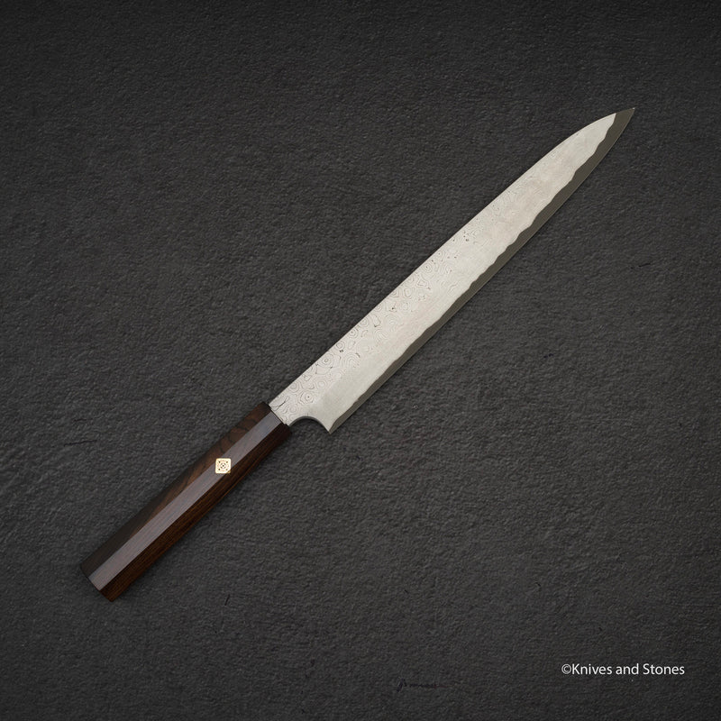 Nigara Anmon Kurozome Blue 2 Damascus Yanagiba 270mm