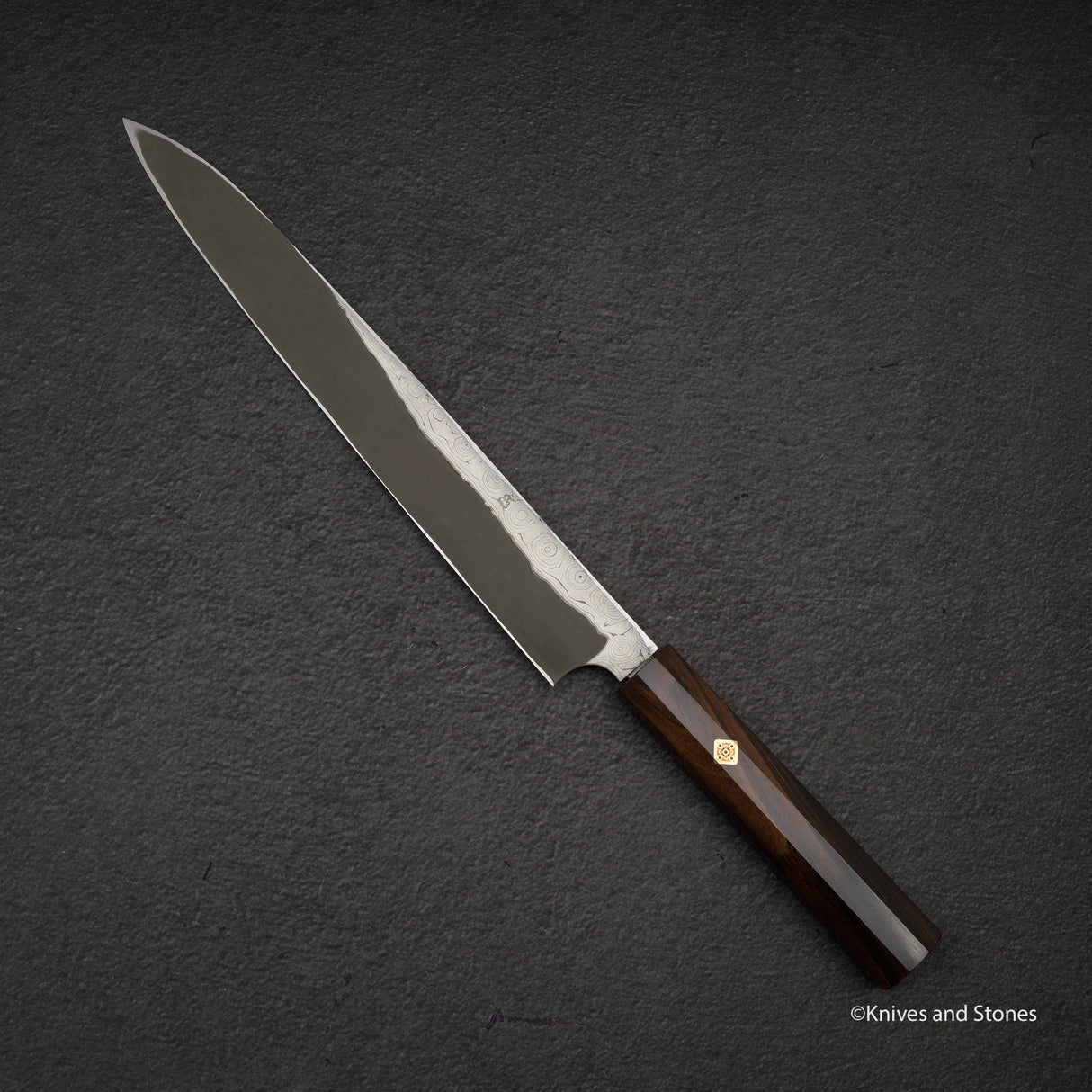 Nigara Anmon Kurozome Blue 2 Damascus Yanagiba 270mm