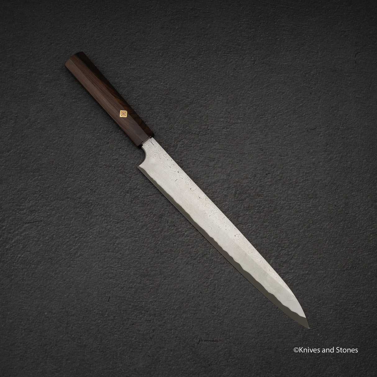 Nigara Anmon Kurozome Blue 2 Damascus Yanagiba 270mm