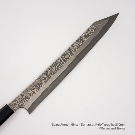 Nigara Anmon Ginsan Damascus K-tip Yanagiba 270 mm