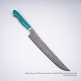 Nigara Anmon SG2 Damascus Sakimaru Sujihiki 270mm Turquoise Handle SP1