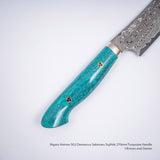 Nigara Anmon SG2 Damascus Sakimaru Sujihiki 270mm Turquoise Handle SP1