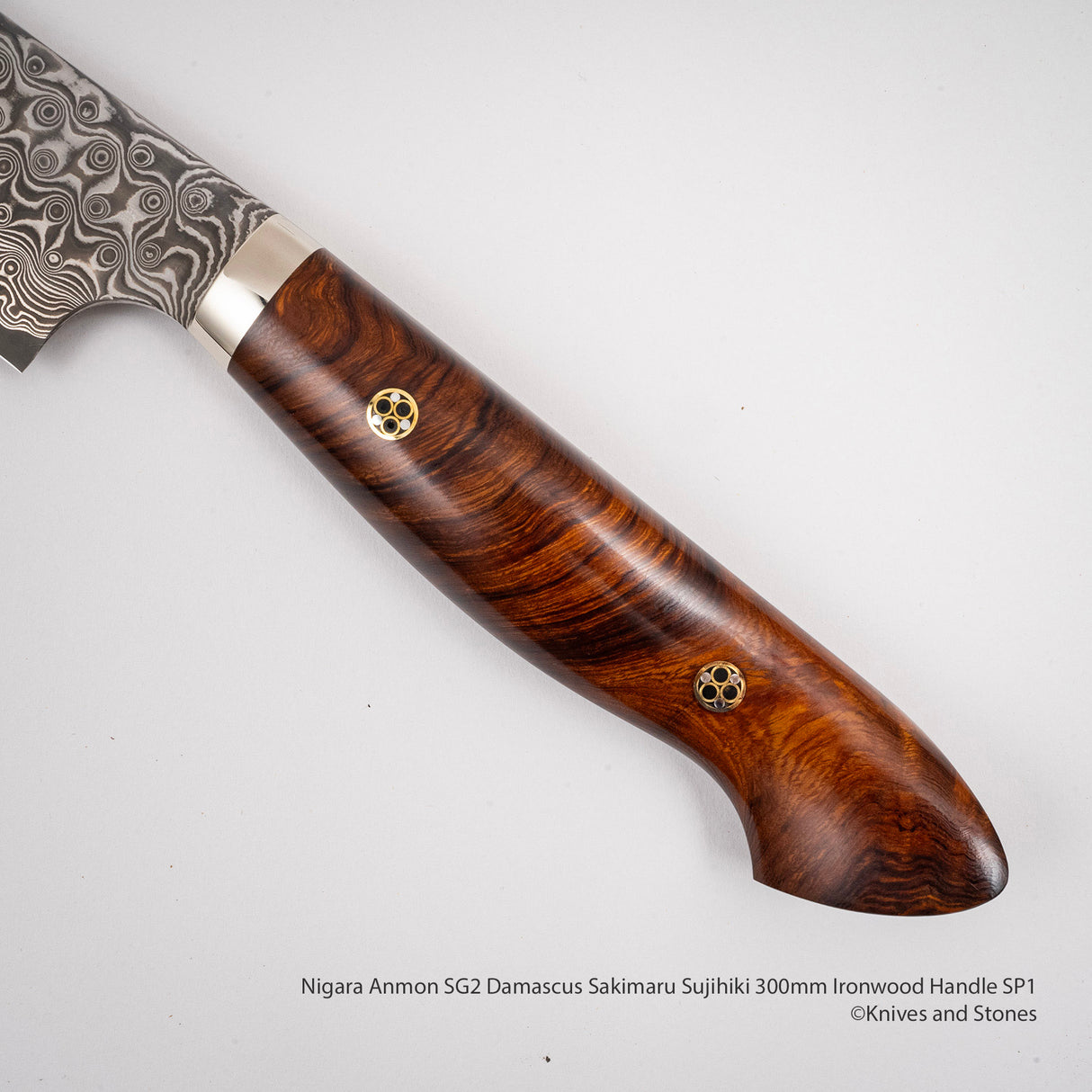 Nigara Anmon SG2 Damascus Sakimaru Sujihiki 300mm Ironwood Handle SP1