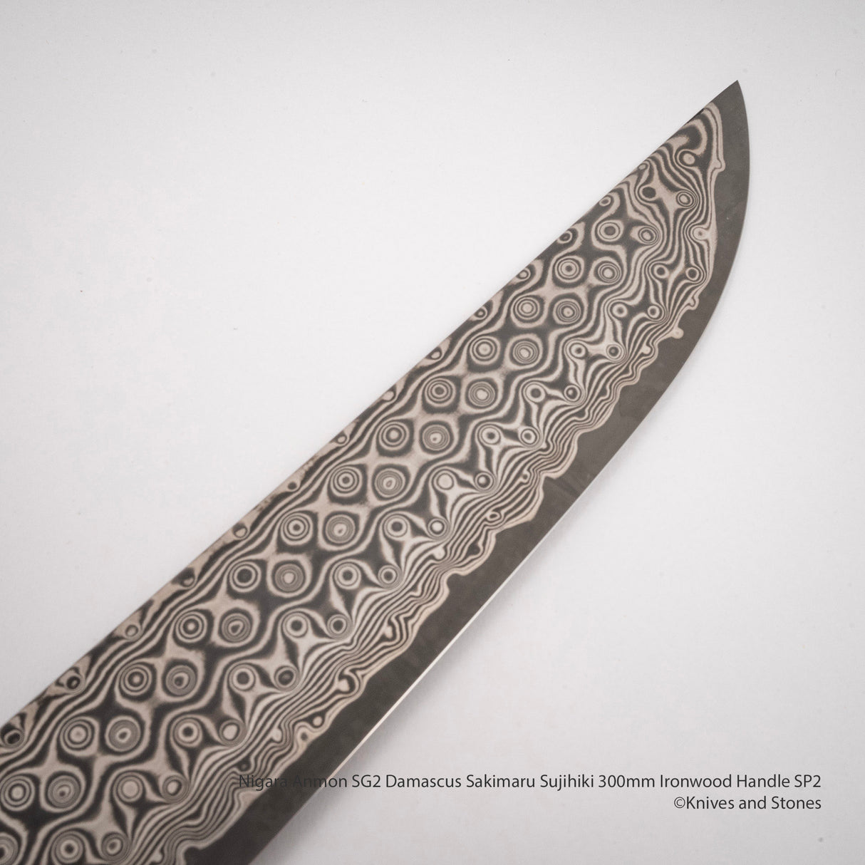 Nigara Anmon SG2 Damascus Sakimaru Sujihiki 300mm Ironwood Handle SP2