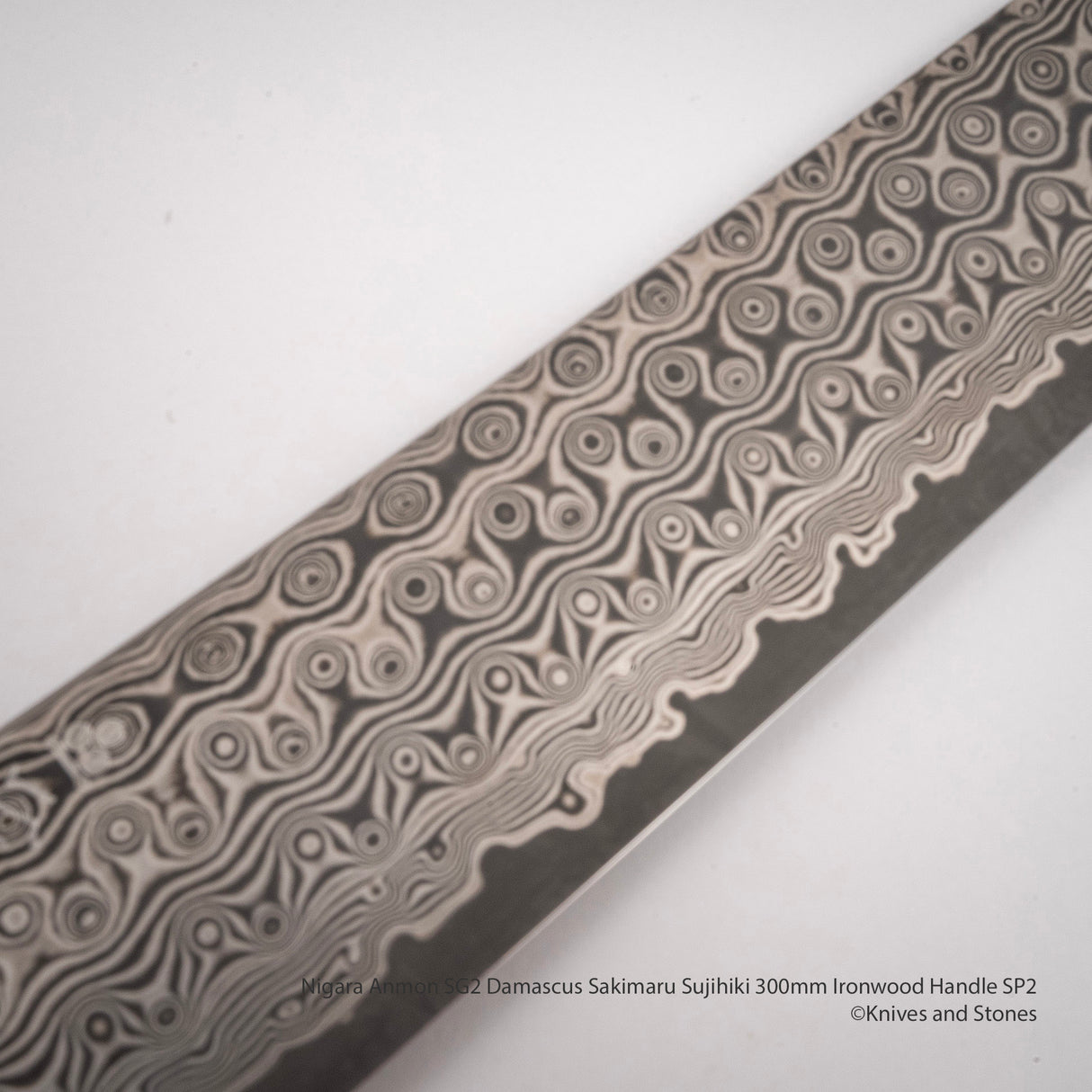 Nigara Anmon SG2 Damascus Sakimaru Sujihiki 300mm Ironwood Handle SP2