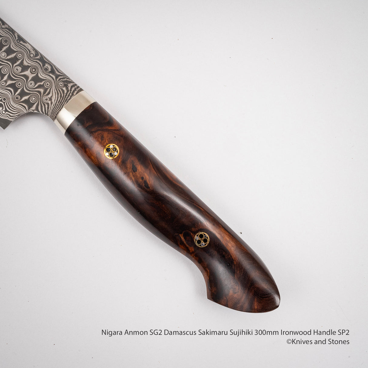 Nigara Anmon SG2 Damascus Sakimaru Sujihiki 300mm Ironwood Handle SP2